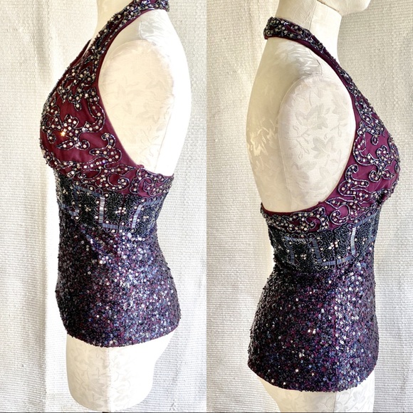 Reem Acra S Embellished Halter Sexy Party Top Pink - Picture 4 of 8